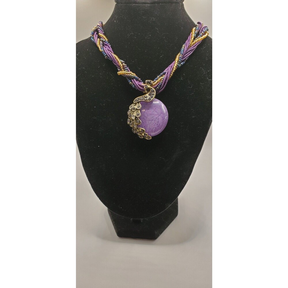 New smooth marbled Stone style statement pendant necklace
